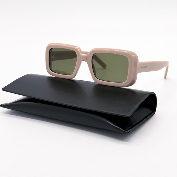 NEW SAINT LAURENT SL 534 SUNRISE 007 WOMEN SUNGLASSES SL534 BEIGE GREEN EYEWEAR - Picture 1 of 11
